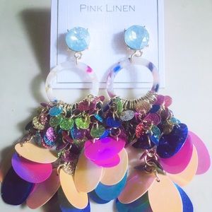 PINK LINEN Multicolor Glitter Teardrop Earrings